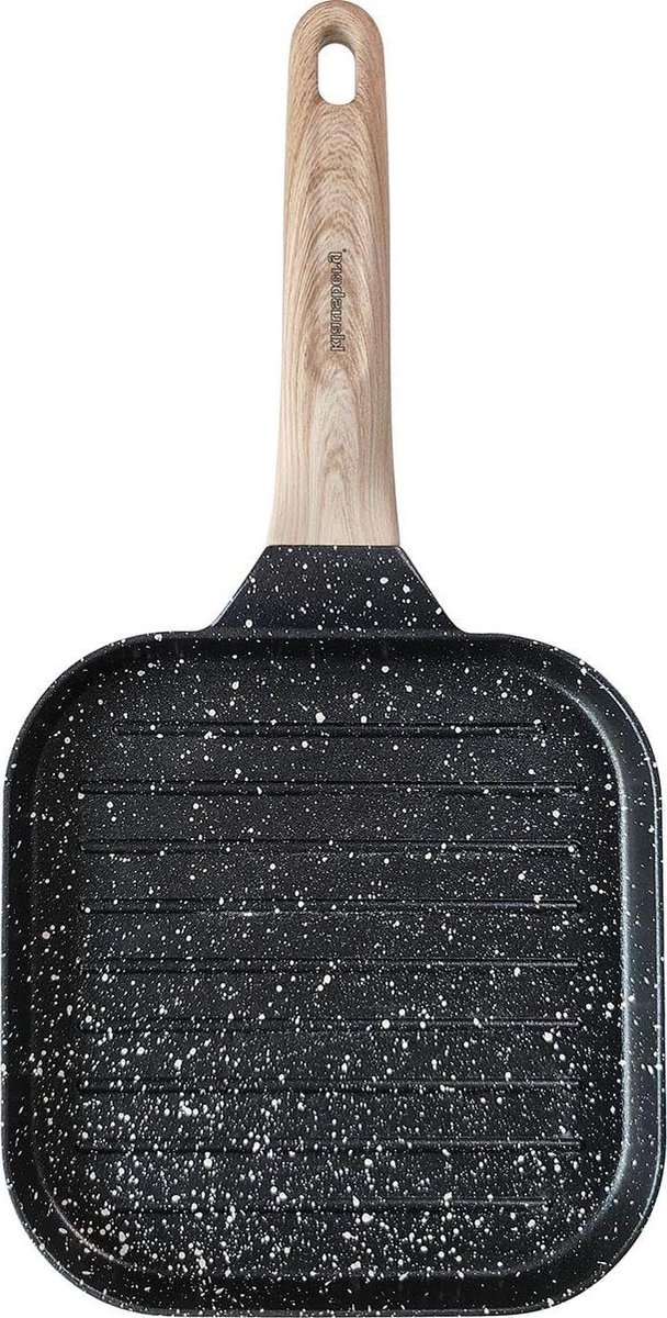 Grillpan Braadpan - Koekenpan - Gezond Koken - Marmeren Coating - 18 x 18 cm - Zwart