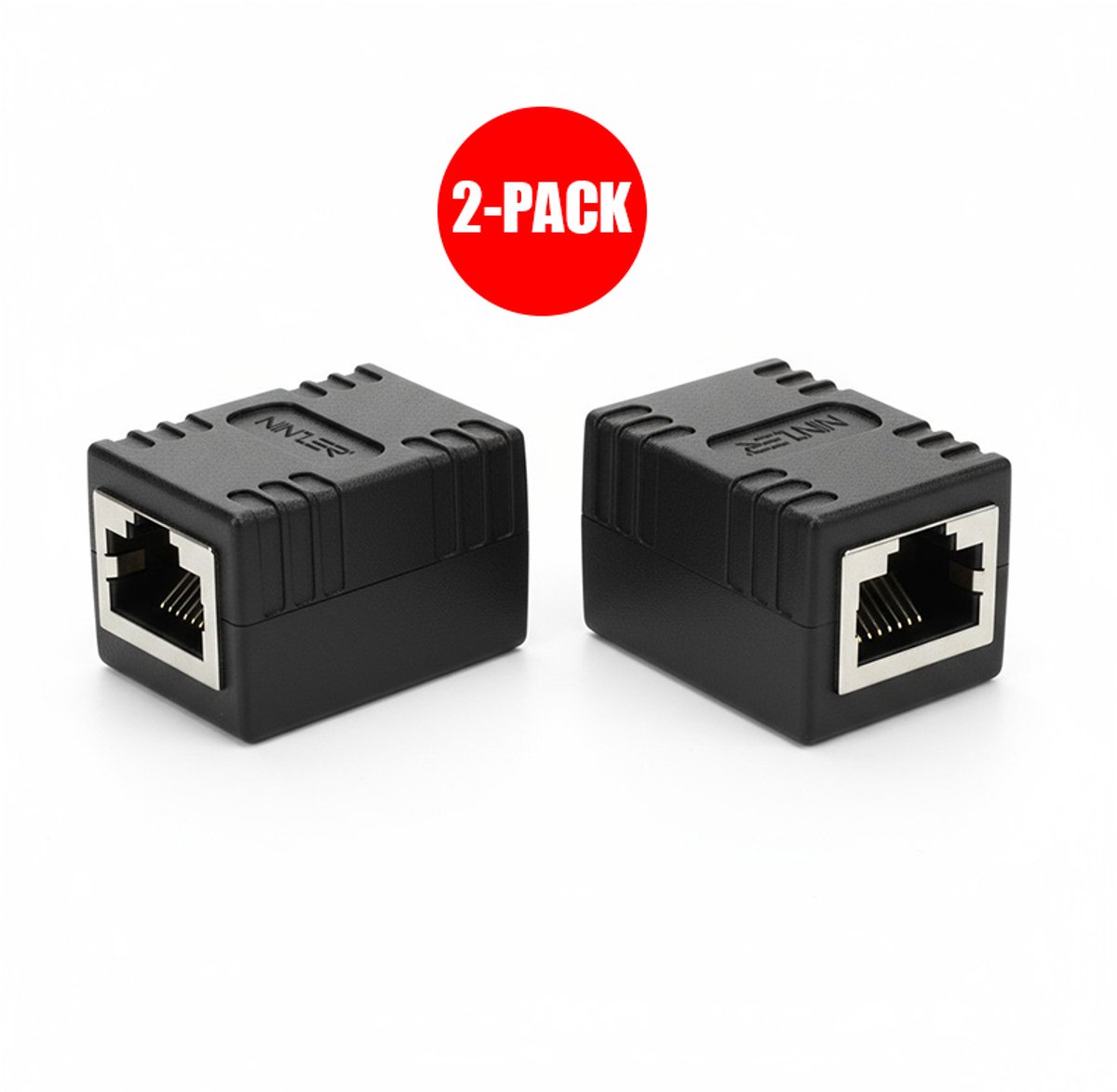 Ninzer 2-Pack RJ45 Koppelstuk - Netwerk LAN Internetkabel Verlengstuk Adapter - Ethernet UTP-koppeling