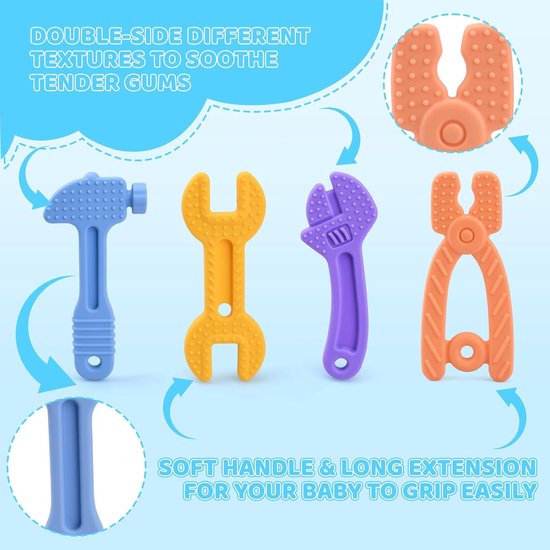 Siliconen bijtringen voor baby's - 4 stuks, BPA-vrij - Verzacht het tandvlees - Sensorisch speelgoed van voedingskwaliteit, geschikt voor baby's vanaf 3 maanden. — afbeelding 4