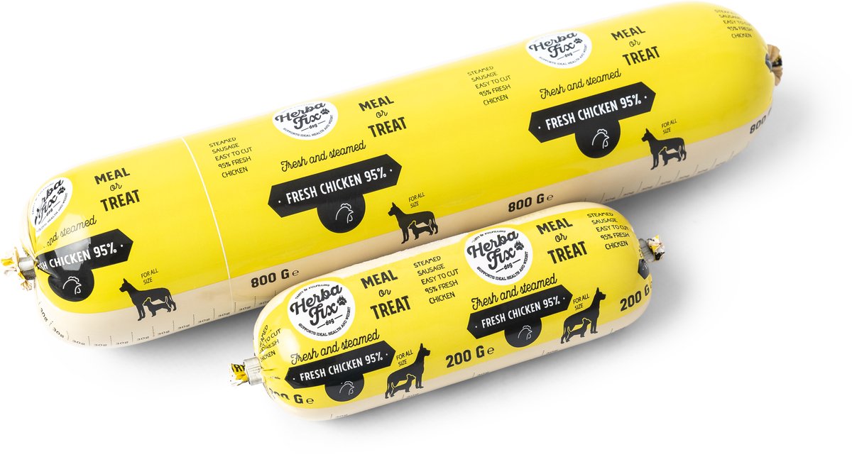 Herbafix Gestoomde Worst Kip - 9 x 200 g - 95% Vlees Meal or Treat