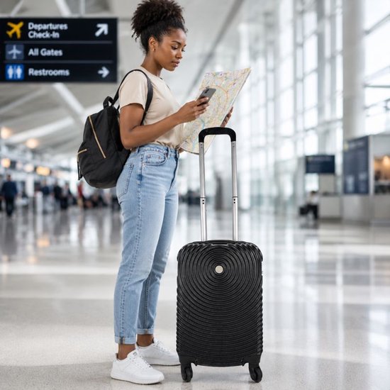 Ceruzo Handbagage Koffer - Trolley - 28L - 51.5 cm - Spinnerwielen 360°- Cijferslot-Zwart-Reiskoffer