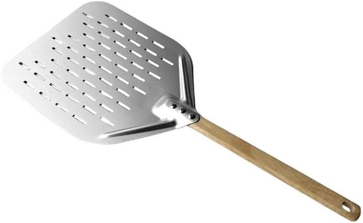 Pizza Schep - Pizza Peddel - Pizza Oven Gebruik - Houten Handvat - 30 cm - Zilver