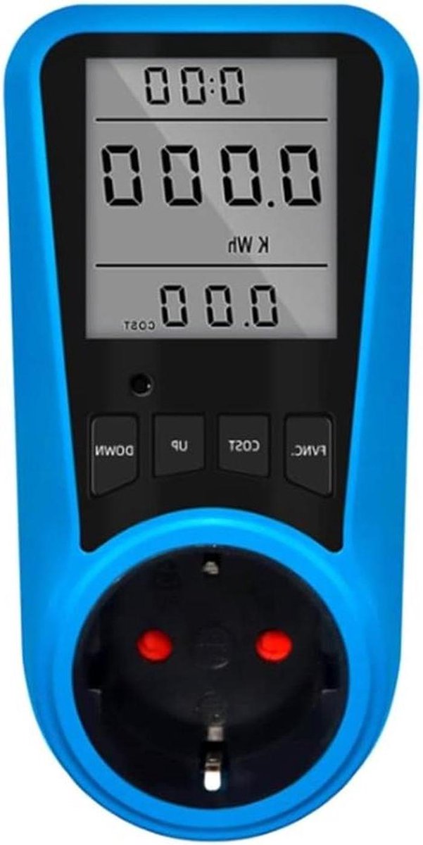 Stroommeter Energieverbruik - Stroommeter Wattmeter - Energie Monitoren - EU Stekker - 16 Ampere - Blauw