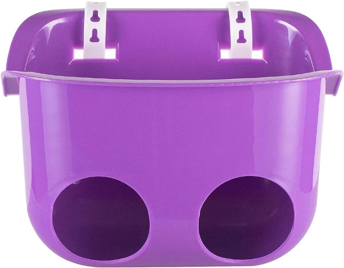 Fietsstoeltje voor - Poppenmandje fiets - Poppen vervoeren - Veilige riemen - 21x15x14 cm - Paars
