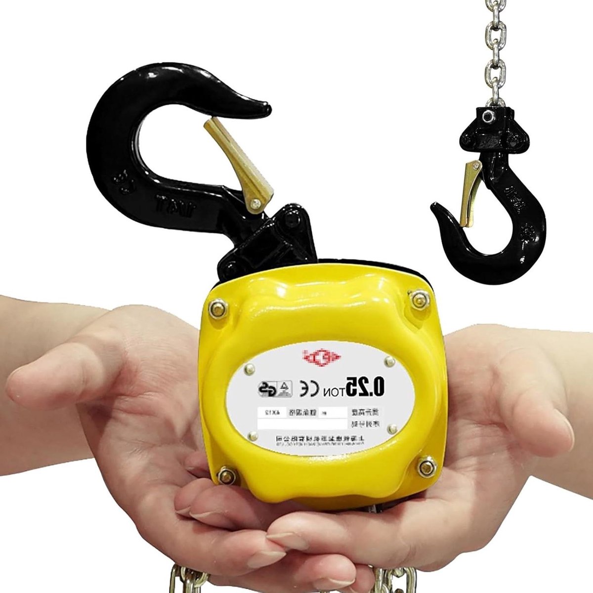 Handmatige Kettingtakel - Draagbare Ratellift - Zware Lasten Tillen - Compact Ontwerp - 250kg Capaciteit - Zwart