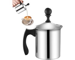 Melkschuimer Handheld - Handmatige opschuimer - Romige Koffie Maken - Dubbel Roestvrij Staal - 400 ml - Multi kleuren