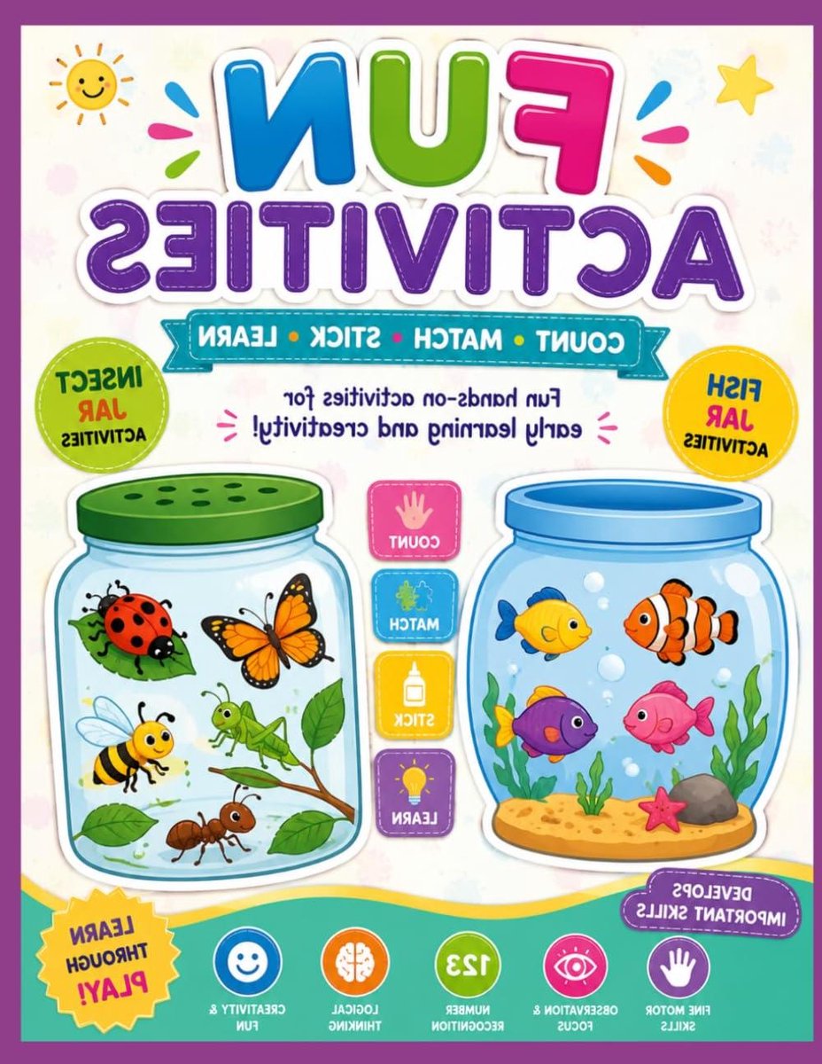 Kinders Leerboek - Activiteitenboek Plezier - Leren Tellen - Zelfklevende Vellen - 72 Pagina's - Meerkleurig