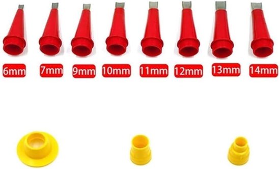 Kitspuitmond Applicators - Kit Afwerkgereedschap - Voegen Afwerken - 16 Verschillende Maten - 8 Stuks Set - Zilverkleurig — afbeelding 5