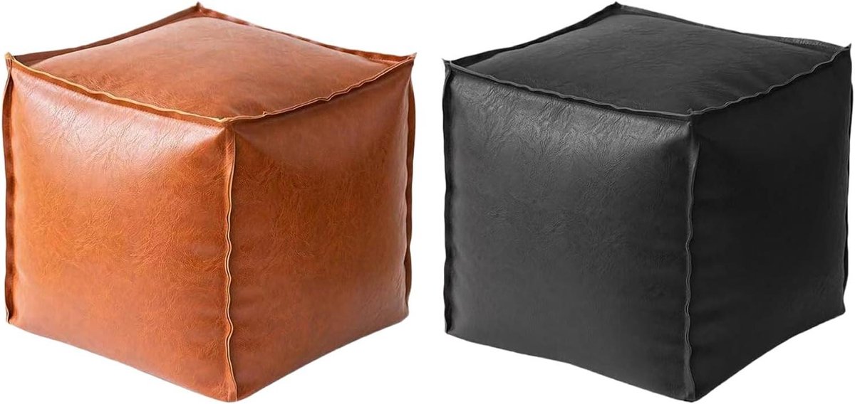 Voetenbank met Opbergruimte - Ottomaanse Zitting - Ruimte Organiseren - Verstelbare Demping - 11.1D x 25.4B cm - Oranje