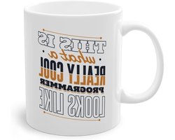Koffiemok Programmeur - Ontwikkelaar Mok - Dagelijks Gebruik - Uniek Coder Motief - 330 ml - Wit