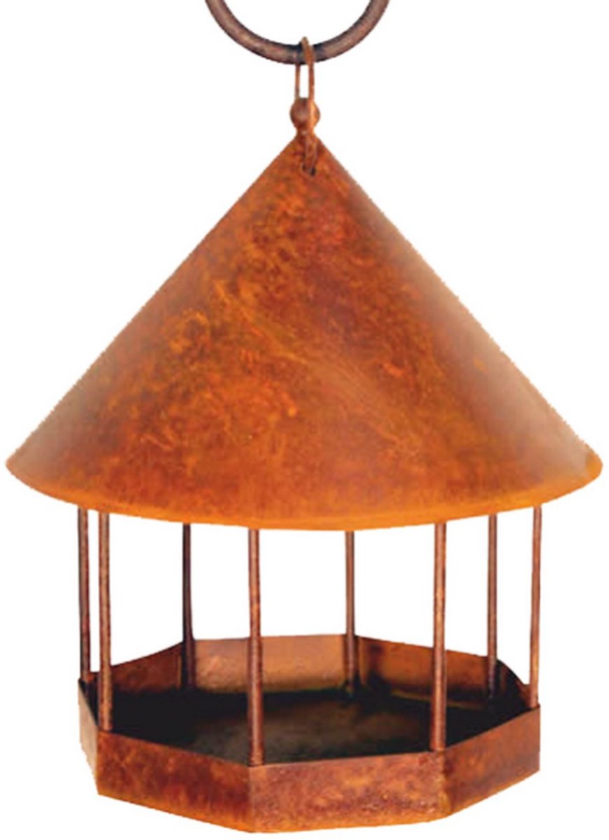 Metalen Vogelvoerstation – Roestpatina – Hangend Vogelvoederhuis – 30 cm