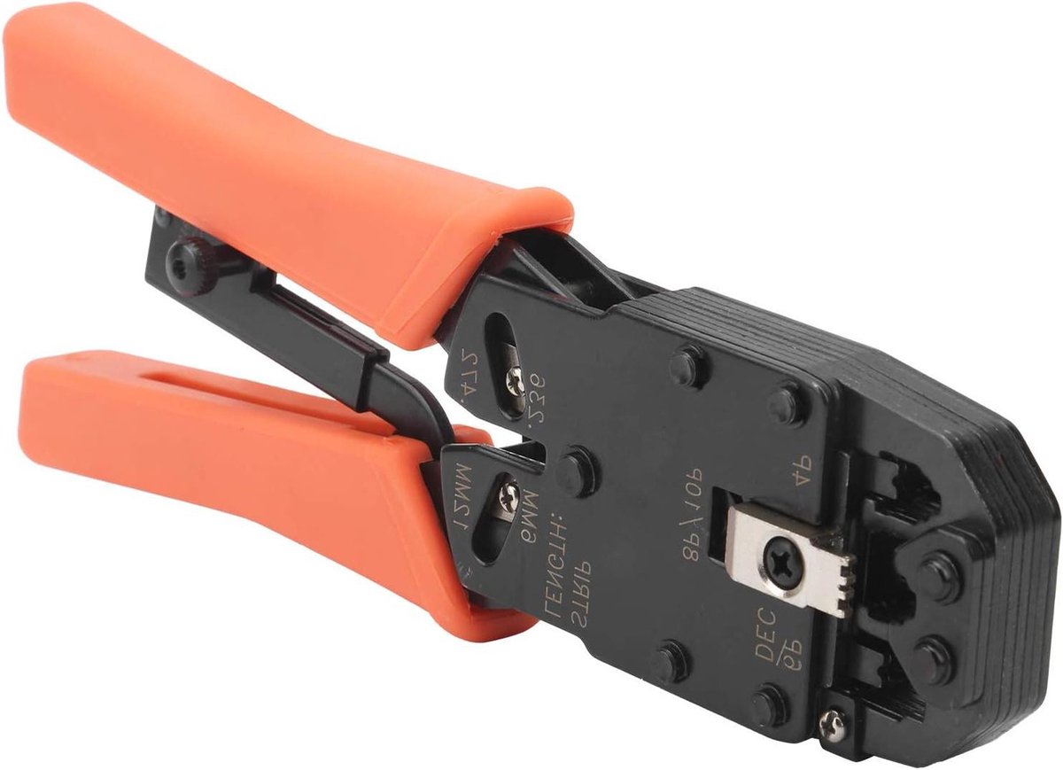 Krimptang - Handgereedschap - Connectoren Bevestigen - Ratchet Mechanisme - 205mm - Oranje