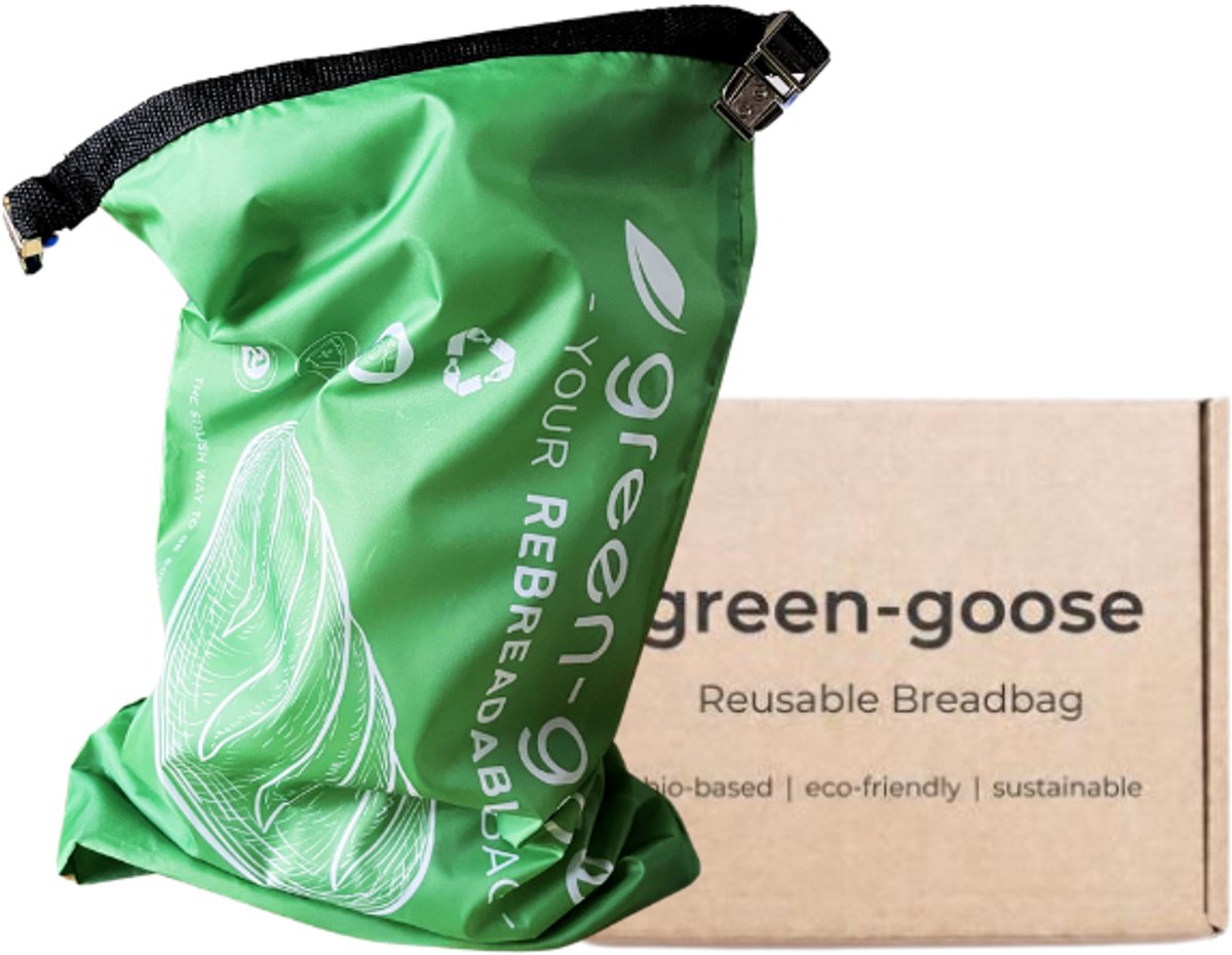 green-goose® Herbruikbare Broodjeszak L (40x25cm) | Gemaakt van Gerecyclde Plastic Flessen (rPET) | Diepvriesbestendig | Broodzakken voor Zelfgemaakt Brood - Wasmachine Wasbaar