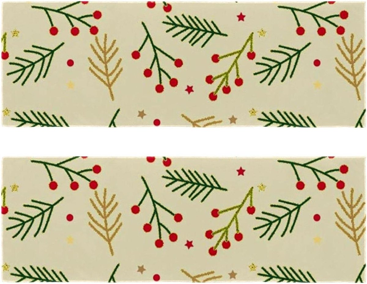 Draagbare Reishanddoek 2 Packs Lichtgewicht & Compact Camping Handdoek Sneldrogende Strandlaken voor Sport Yoga Backpacken Wandelen Kerst Rood Fruit en Naalden