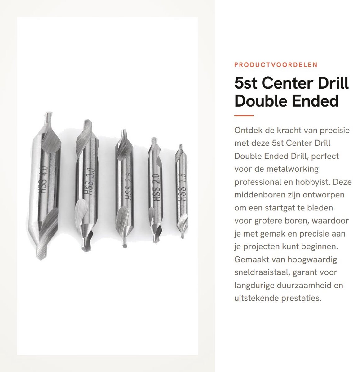 Dailygoods- Center Drill Set 5 Stuks - Dubbel Eindig - 60 Graden - Sneldraaistaal - Harde Slijtvastheid - Voor Metaalbewerking - Middenboor