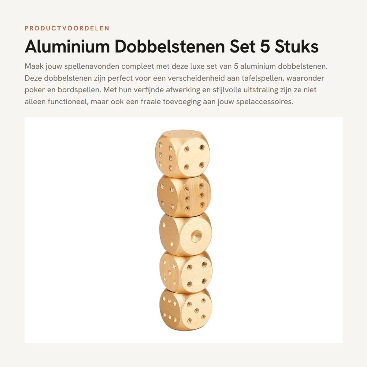 Dailygoods- Dobbelstenen Set 5 Stuks - Aluminium Legering - Gekleurde Dobbelstenen - Opbergdoos - Duurzaam - Geschikt voor Bordspellen - Speelstenen