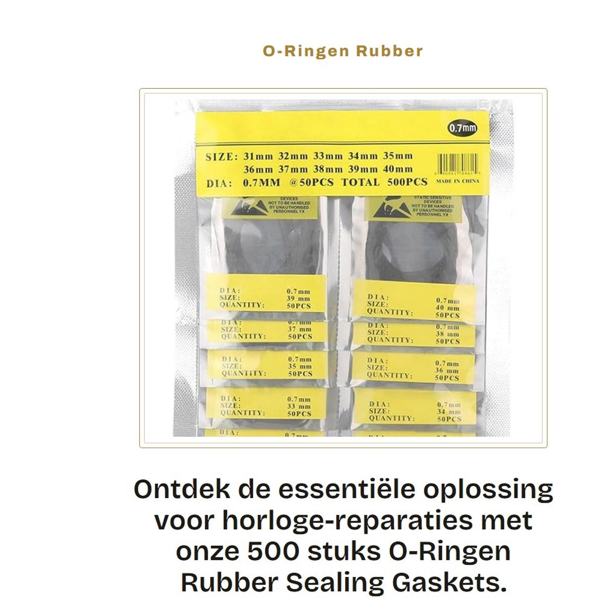 Dailygoods- O-ring Rubber Seal 500 Stuks - Waterdichte O-ringen - Horloge Gasket - Vervangingsset - Flexibel en Duurzaam - Geschikt voor Horlogemakers - Horlogegasket