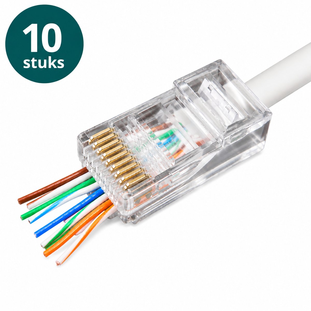 CLUTCHR - RJ45 CAT6 Connectoren Doorsteek – 10 Stuks – UTP Netwerkstekkers – Voor CAT5e/CAT6 Kabel – Solid & Flexibel – Pass Through