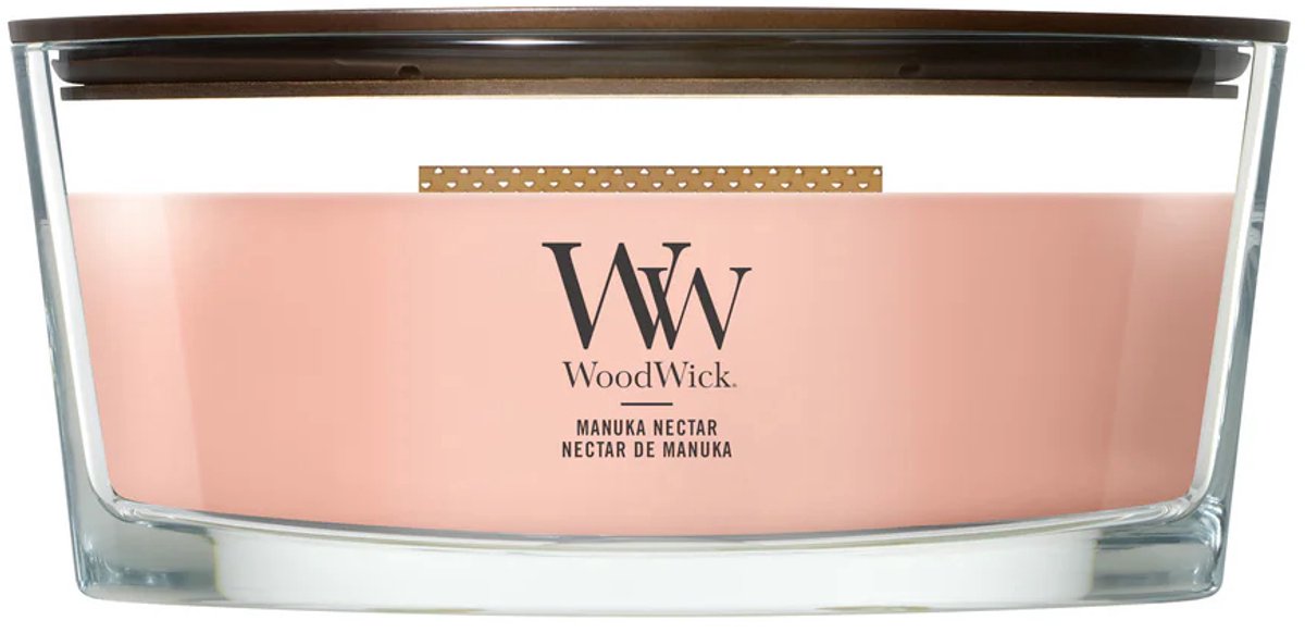 WoodWick Heartwick Flame Ellipse Geurkaars - Manuka Nectar - 50 branduren Oranje