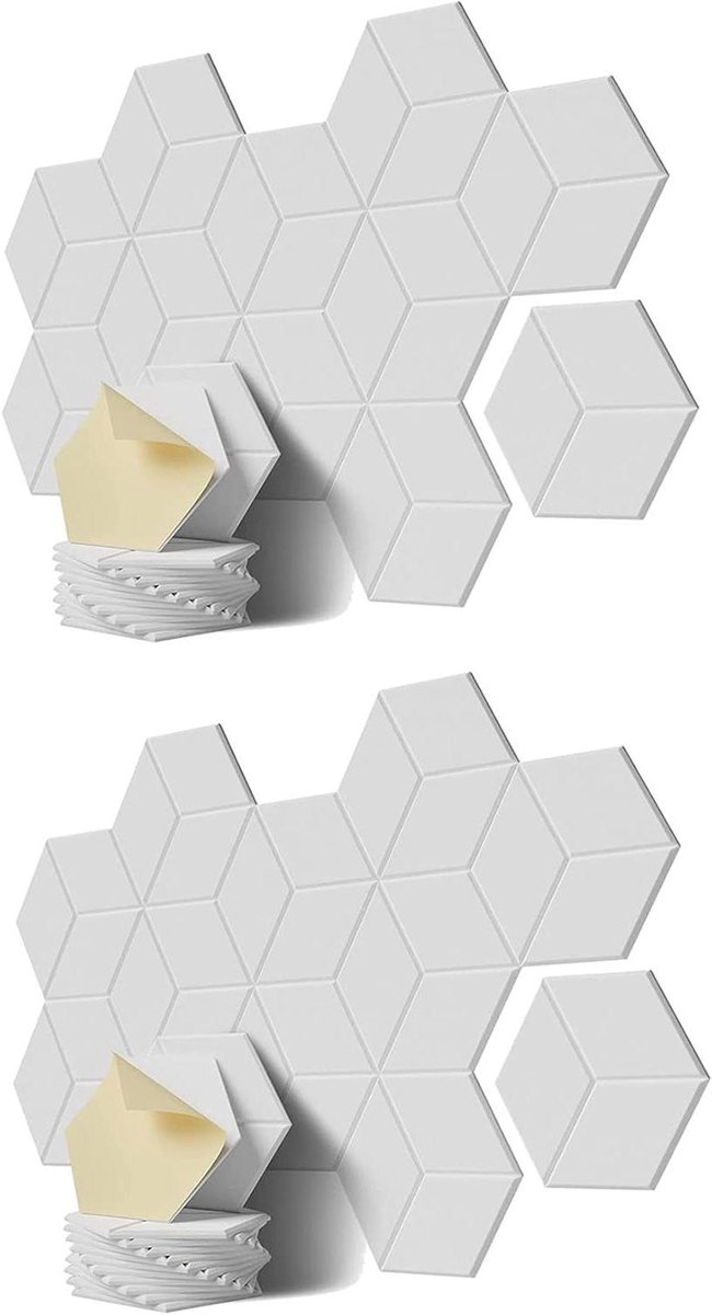 Akoestisch Schuim - Geluidsisolatie Panelen - Geluidsbehandeling Ruimte - Zelfklevend Ontwerp - 24 Stuks - Wit