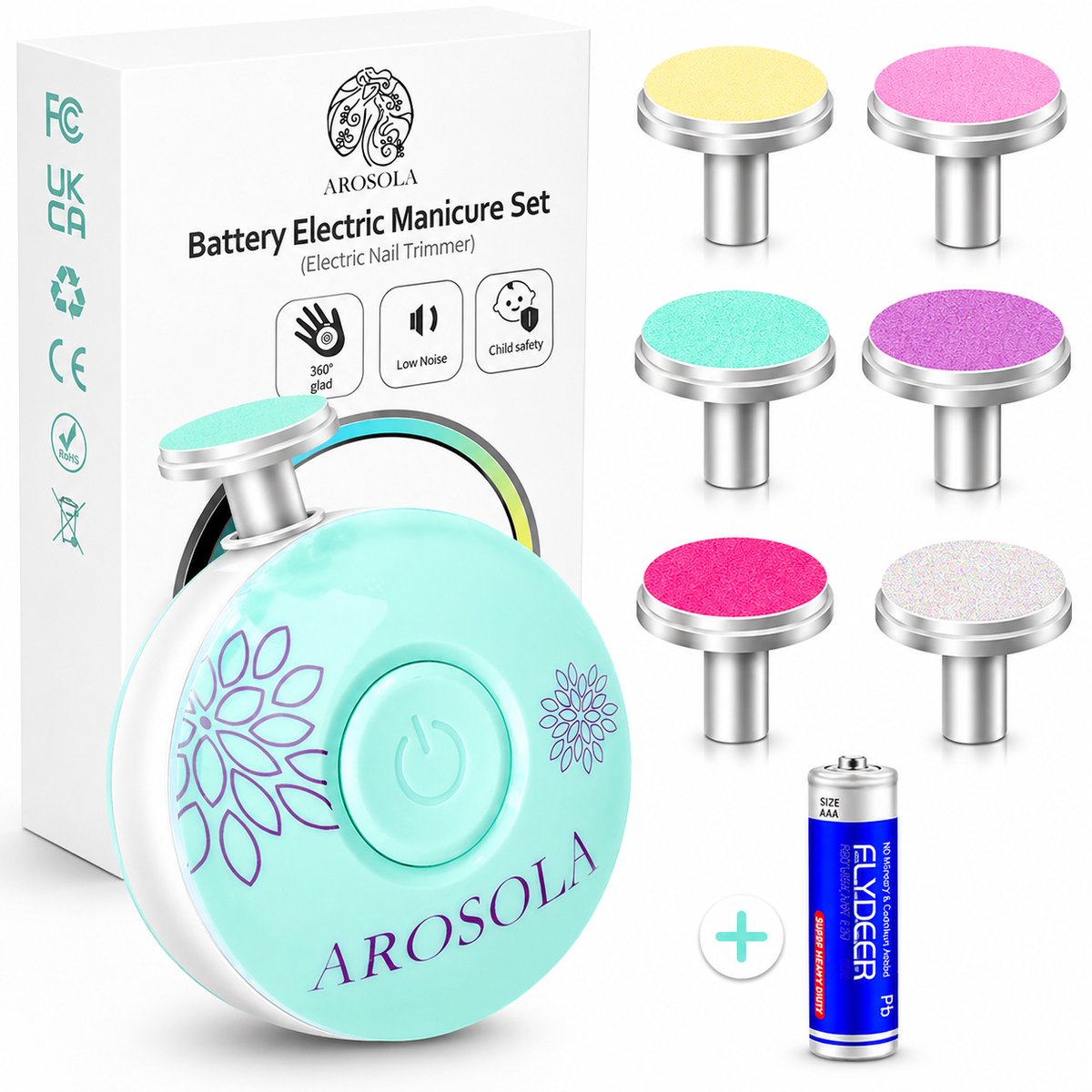 Arosola® Elektrische Baby Nagelvijl - 6 Vijlen - Inclusief Batterij - Groen