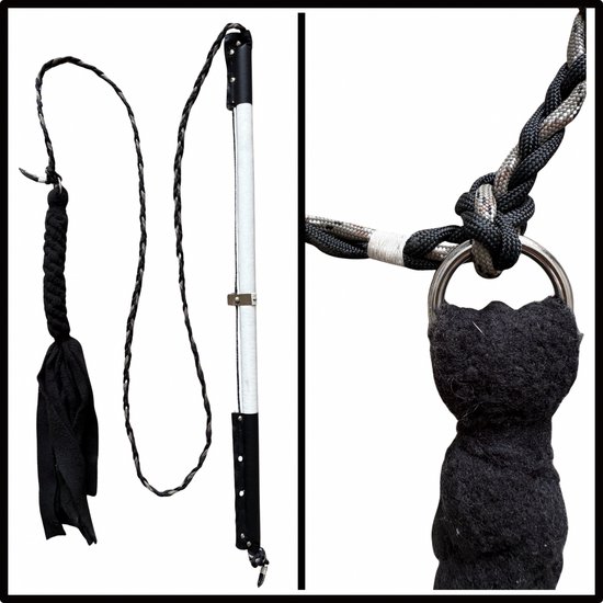 Hondenspeelgoed, Flirt Pole maat 1 in de kleuren offwhite, zwart, bruin. Hondenhengel - hondenspeelgoed - Hondentraining - hondenspeelhengel - trektouw - spelen en leren - dog training - ShukoGear by MadeByShuko
