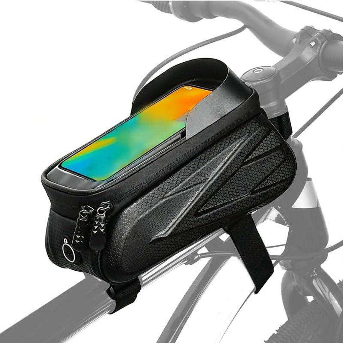 Fietframetas - Bovenbuistas - Fietsen Organiseren - Met Telefoonhouder - 1.5 Liter - Zwart