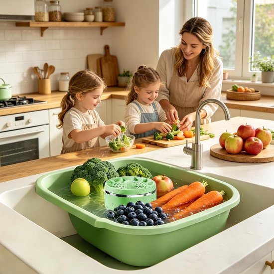 Pesticiden Reiniger - Groente- en Fruitreiniger - IPX7 - 4 Instelbare Standen - eco - Veilig en geurloos - 3600mAh - Magnetische laadmodus - Titanium Zuivering - Verwijder Moeiteloos Bacteriën & pesticiden - voor Het Reinigen van Fruit/Groenten/Vlees — afbeelding 3