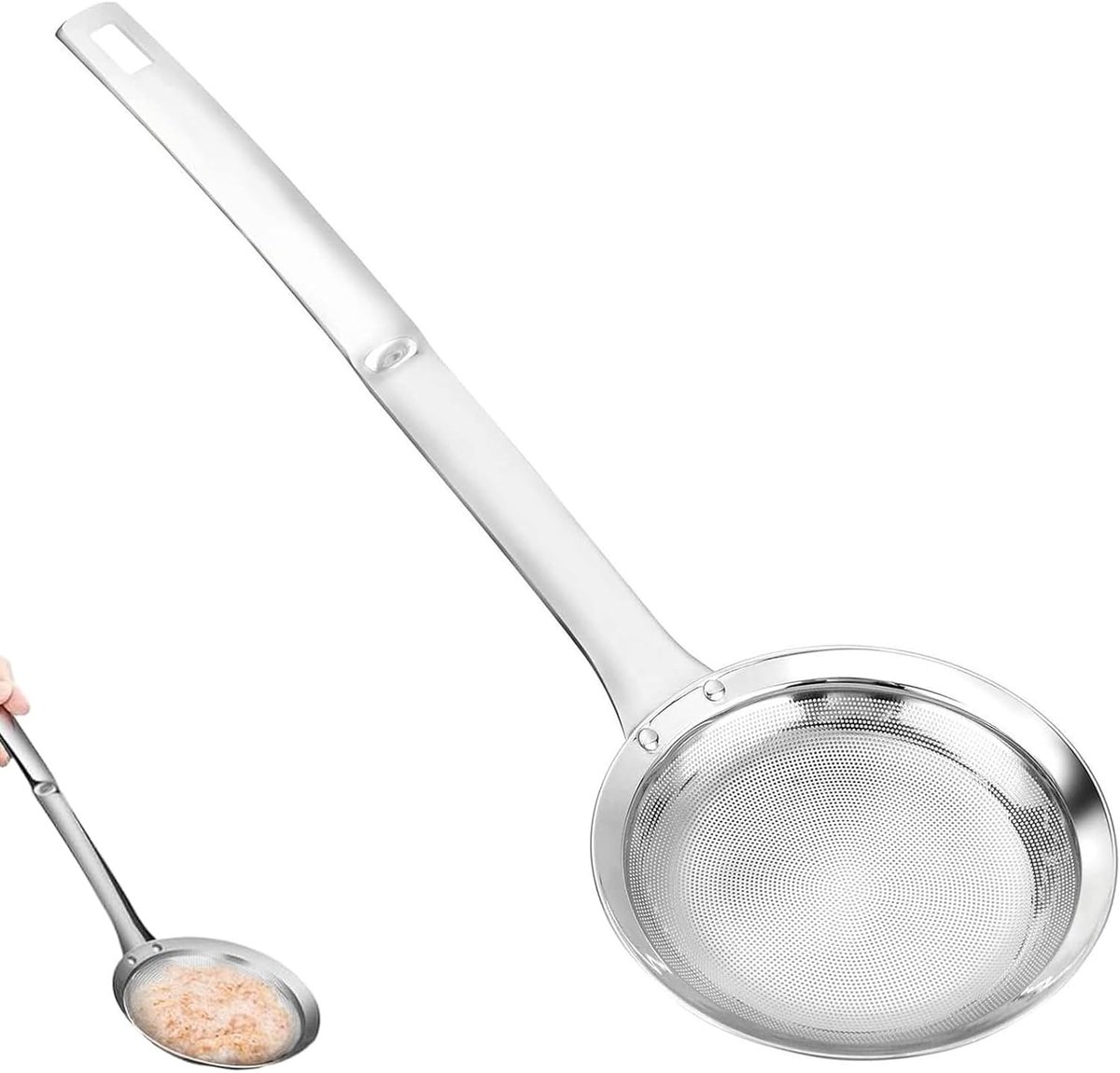 Fijne RVS Keuken Zeef met Lang Handvat voor Thee, Bloem en Afgieten 12 cm