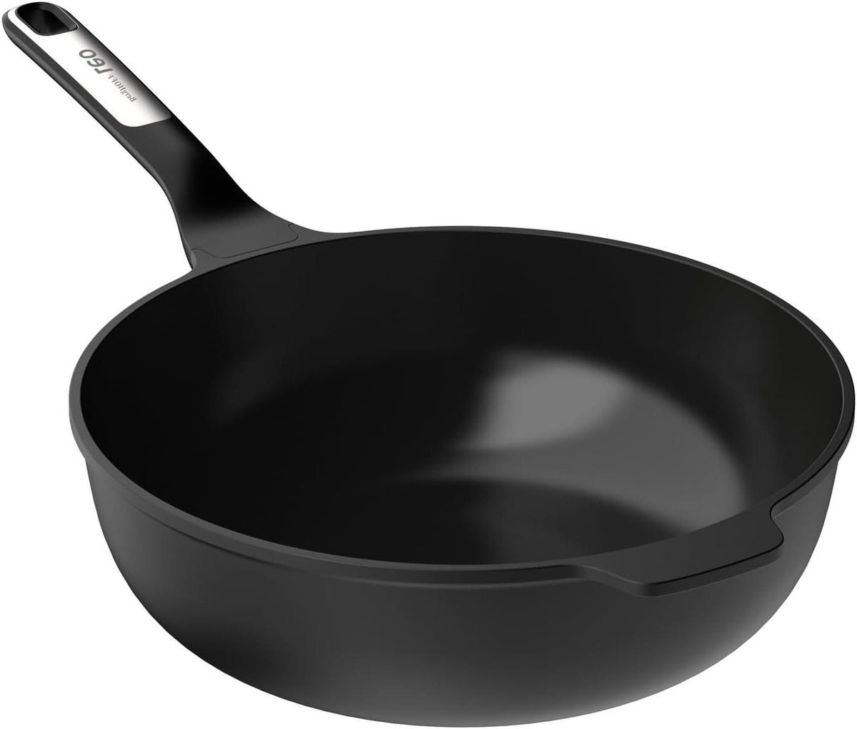 Wok Pan - Koekenpan - Gezond Koken - Recycled Aluminium - 28 cm - Zwart