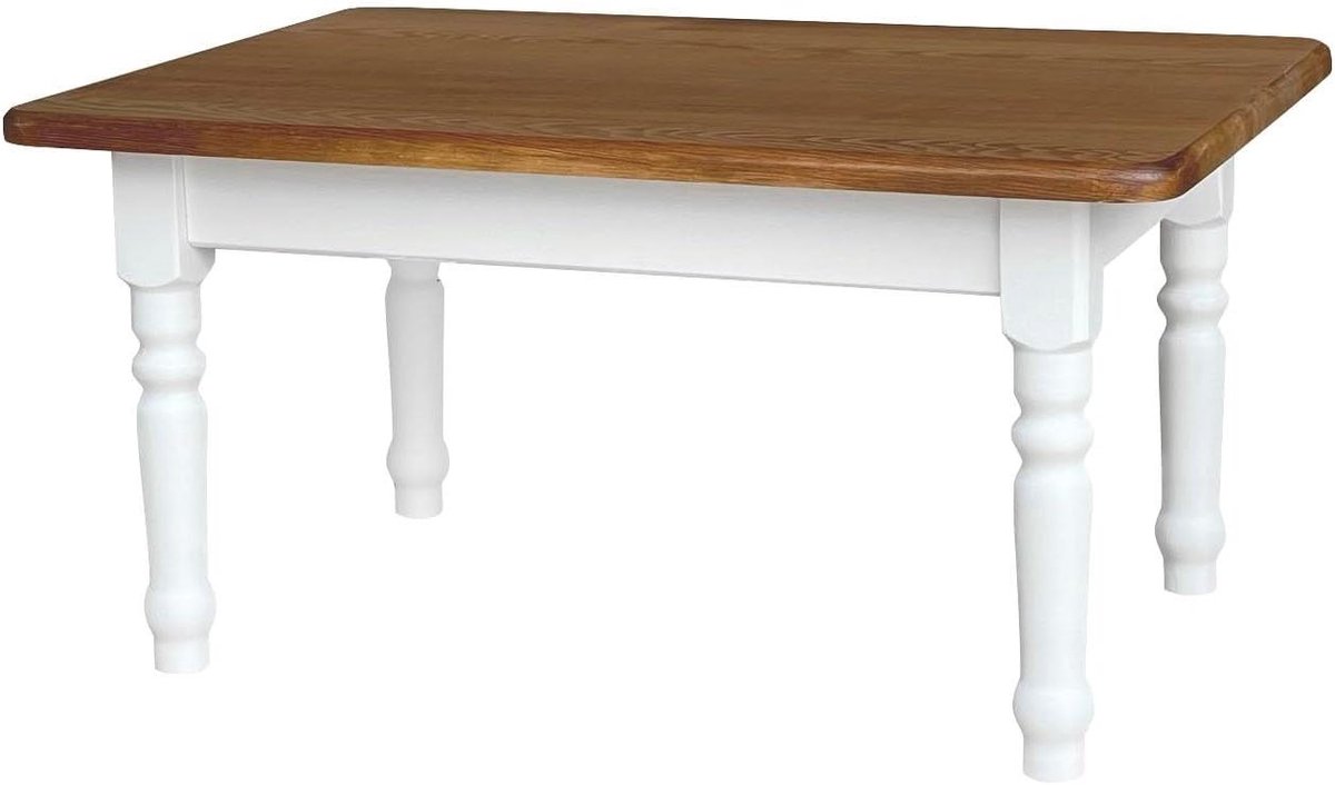 Eettafel Grenen - Koffietafel Hout - Woonkamer Meubel - Handgemaakt Robuust - 80 x 110 cm - Wit