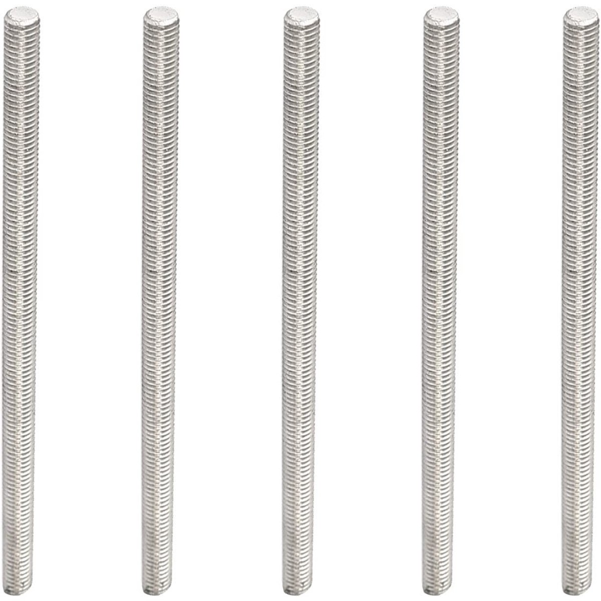 Dailygoods- Schroefdraadstang 5 Stuks - Roestvrij Staal - M6 x 120 mm - Buitendraad - Staafbouten - Voor Hangers/Klemmen - Staafbout