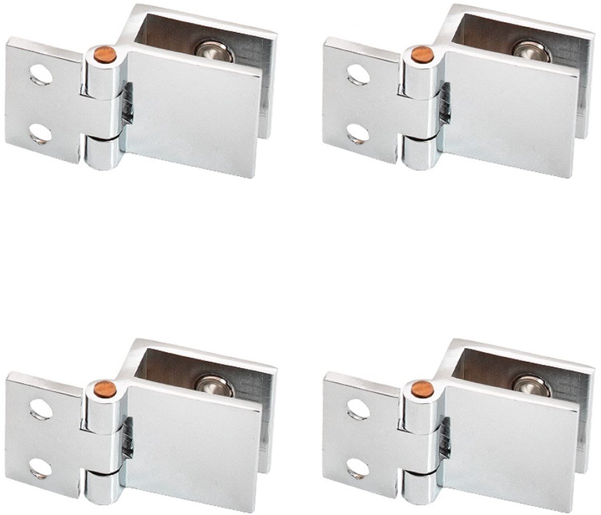 Dailygoods- Meubelscharnier 4 Stuks - Zinklegering - Glazen Deur Clip - Vitrine Scharnier - Slijtvast - Roestvrij en Vochtbestendig