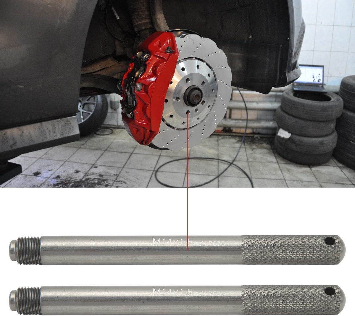 Dailygoods- Wieluitlijnpen M14x1.5 - Geleidegereedschap - Vervanging voor Autobanden - Universeel - Aluminiumlegering - Maximaal Sterk - Wieluitlijningsgereedschap
