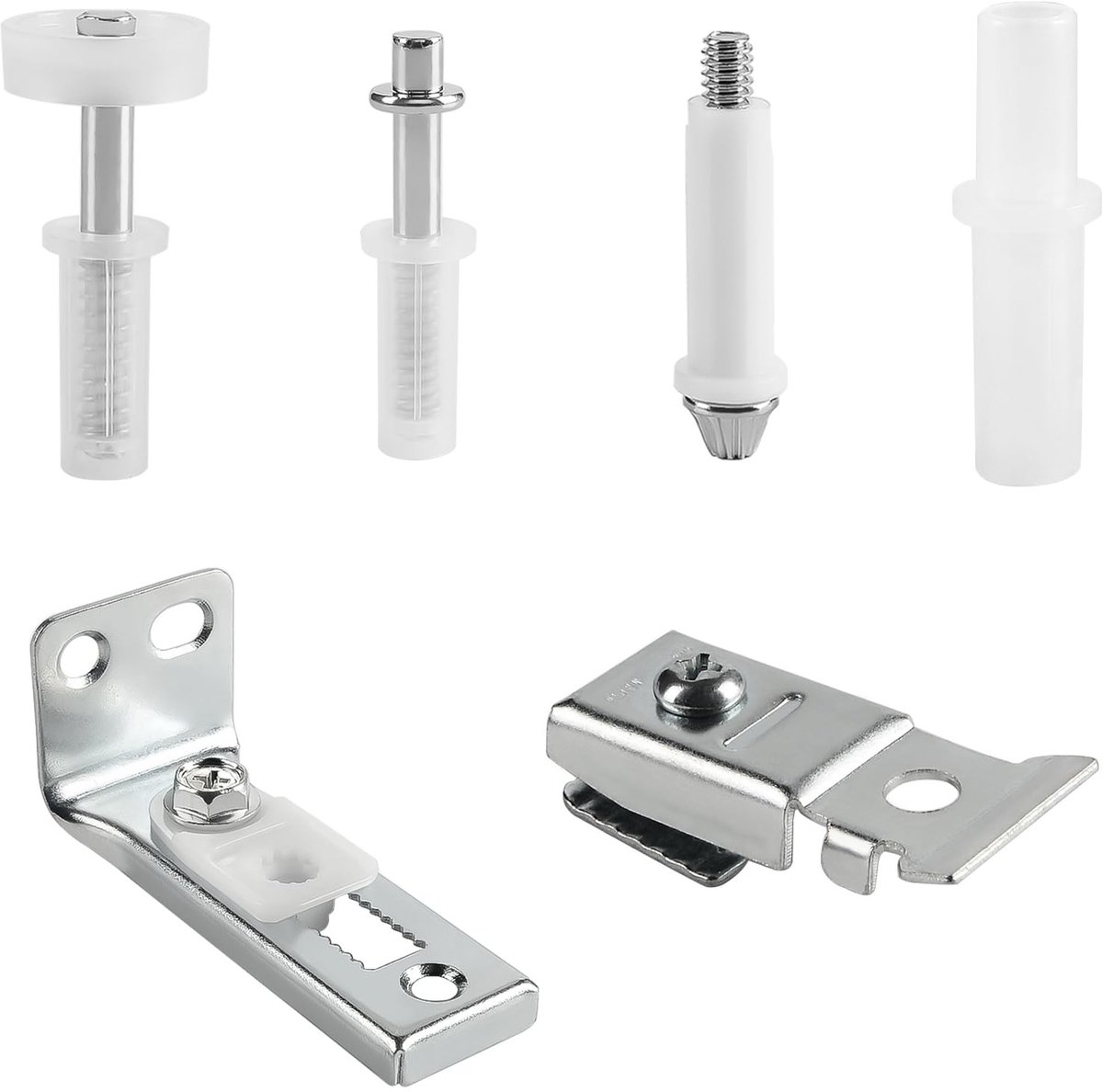Dailygoods- Bifold Deur Reparatieset Hoogwaardig Roestvrij Staal - 6 Stuks - Draaipunten 3/8" - Gids Wiel 7/8" tot 1" - Beugels - Eenvoudig te Installeren - Deurreparatieset
