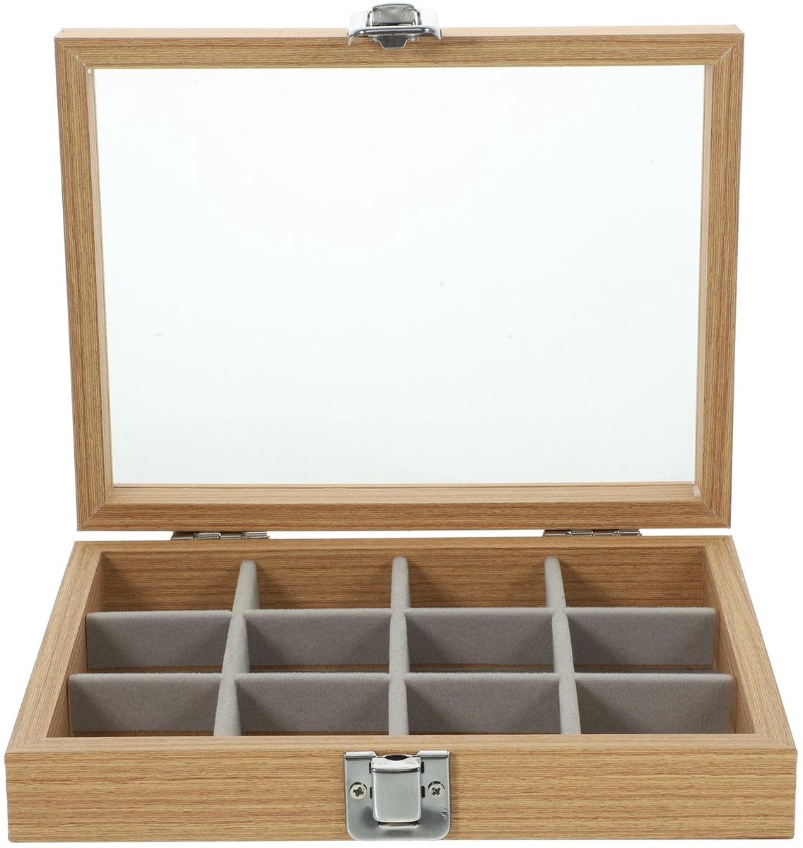Dailygoods- Sieradenbox Grote Capaciteit - Sieraden Organizer - Houten Sieradenhouder - Transparante Deksel - Meerdere Compartimenten - Georganiseerde Opslag - Sieradenorganizer