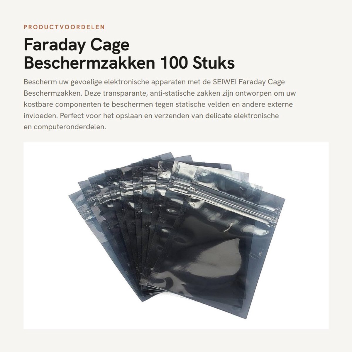 Dailygoods - Faraday Cage Beschermzakken - 100 Stuks, Transparant, Herbruikbaar, Anti-Static ESD