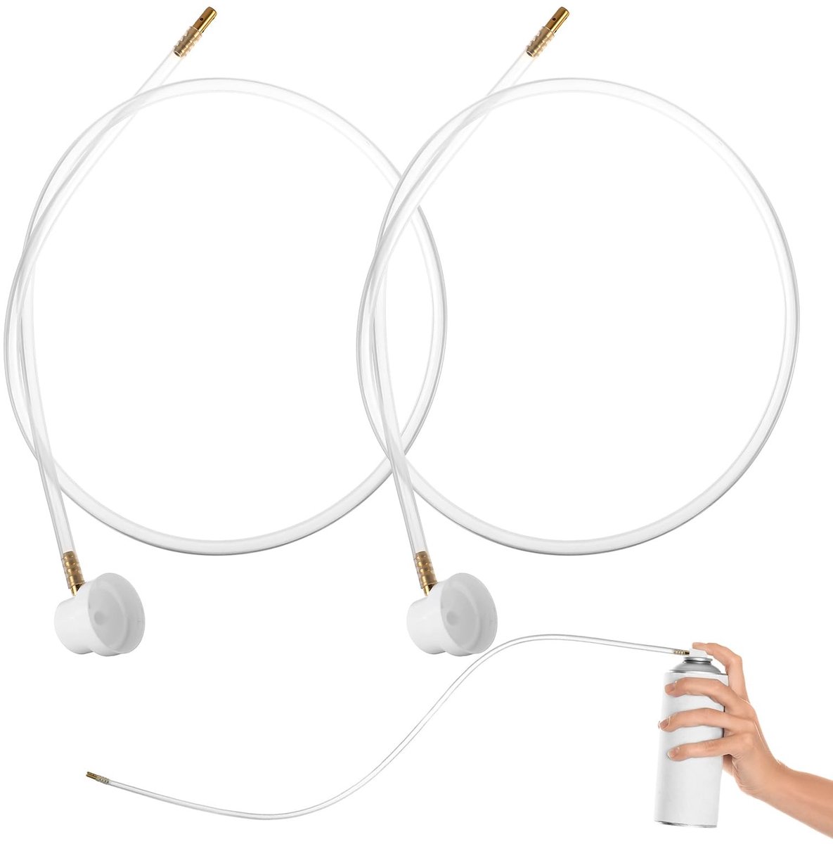 Dailygoods- Sproeikop 360° - Verlengslang - Set van 2 - Kunststof - Veelzijdig inzetbaar - Maximale lengte 60 cm - Spuitmond