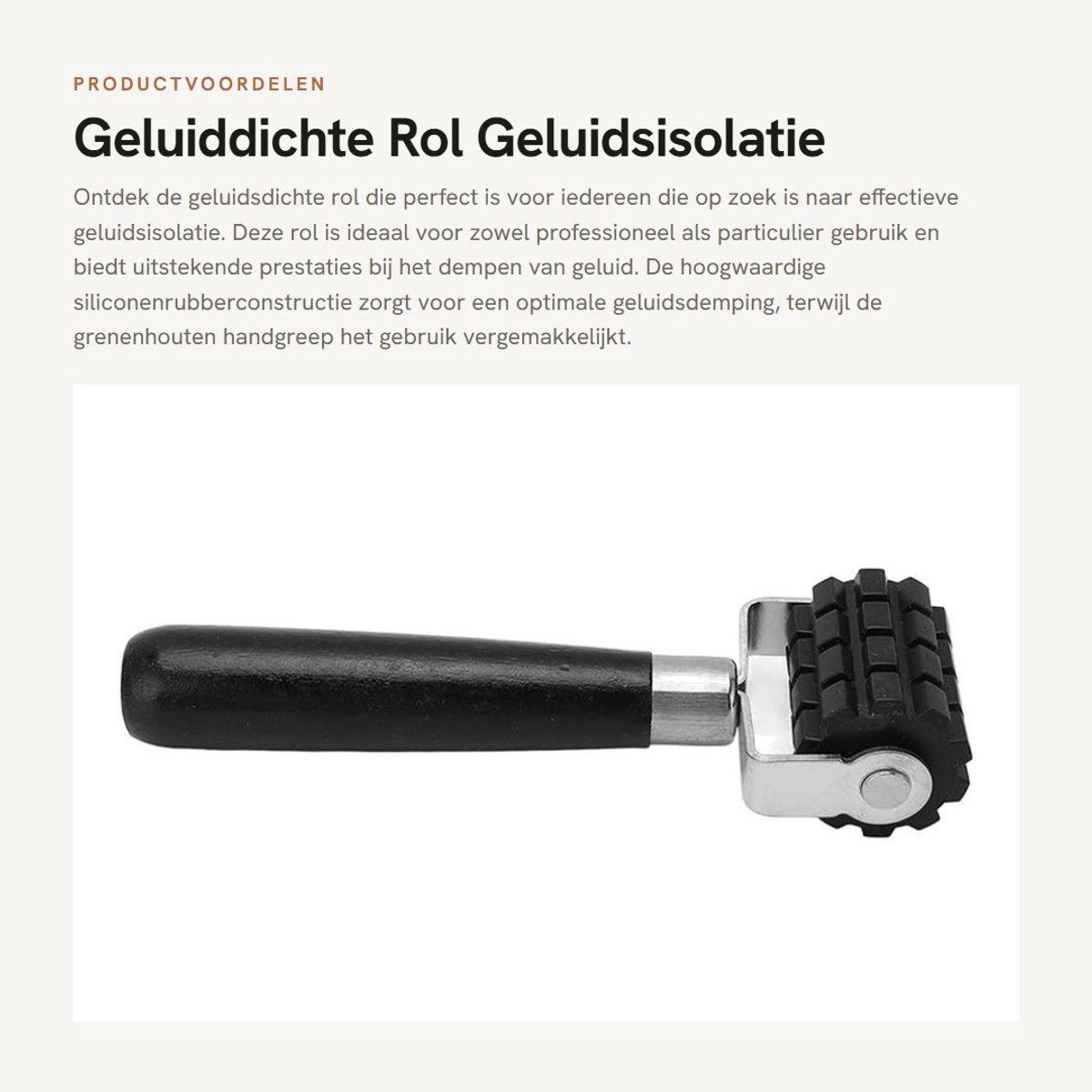 Dailygoods- Geluidsisolatierol Professionele Uitlaatdemper - Geluiddichte Rol - Siliconenrubberrol - Geluiddempende Producten - Grenenhouten Handgreep - Efficiënt Werken - Geluidsdempende Rol