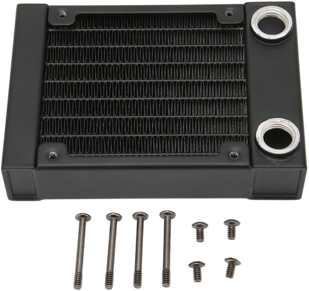 Dailygoods- Watergekoelde Radiator Hoge Dichtheid Vinnen - G1/4 Draadpoort - 8 Rijen Buis - Aluminium Warmtewisselaar - Geruisloze Koeling - 27 Mm Dik Koellichaam
