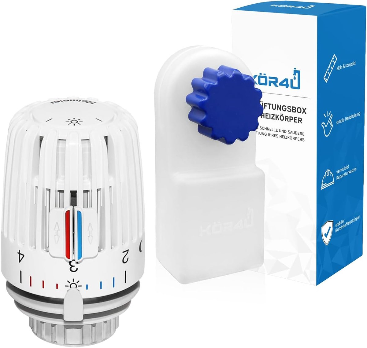 Thermostaatkop - Radiator regelknop - Verwarming regelen - Met nulstand - Standaard aansluiting - Wit