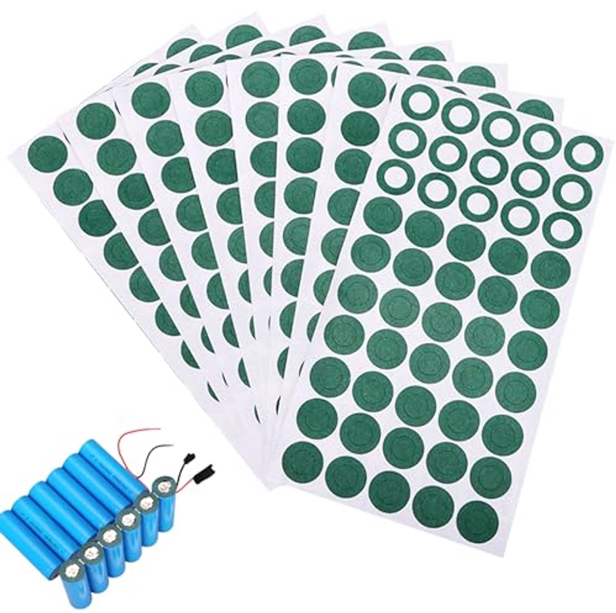 Batterij Isolatie Ringen - Zelfklevend Papier - Veilige Batterij Werking - Gerstpapier Materiaal - 400 Stuks - Groen