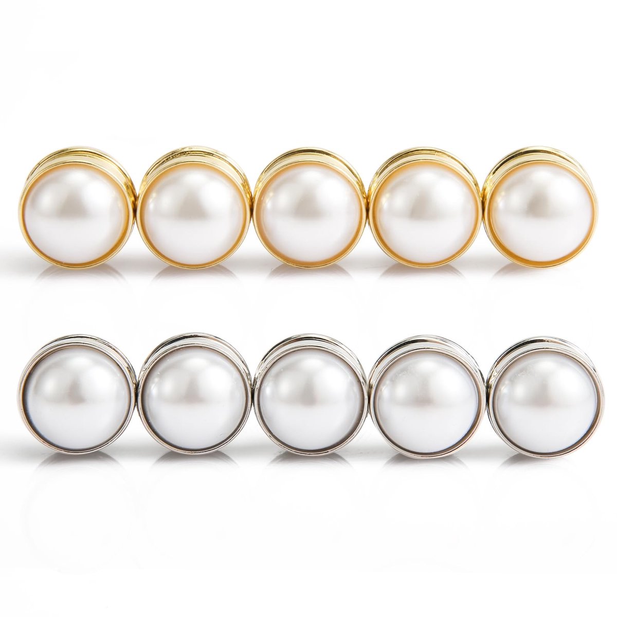 Dailygoods- Hijab Pins Magnetisch - Dubbelzijdige Parels - Bruidssluier Gewichten - 10 Stuks - Goud/Zilver - 1,6 cm Diameter - Sluiergewichten