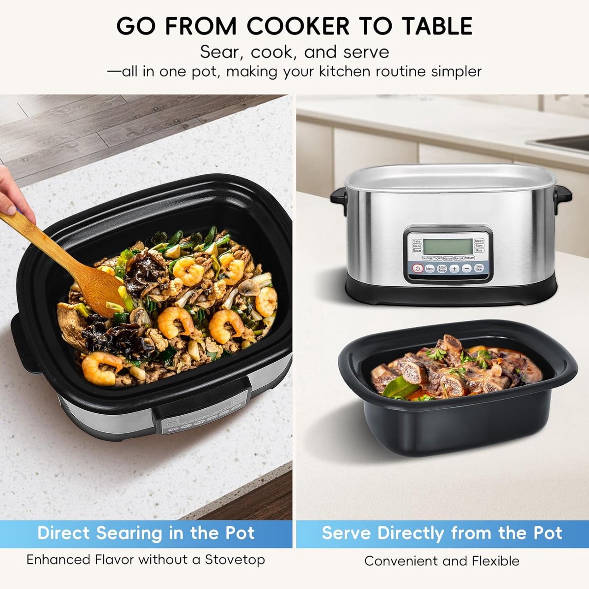 Programmeerbare Slowcooker 11-in-1 Multi-Cooker Elektrisch 6.5 Liter Antiaanbaklaag – foto 4