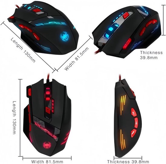 Gaming Muis - Programmeerbare Muis - Intensief Gamers - Gewichtsafstemming Systeem - 9200 DPI - Zwart — afbeelding 2