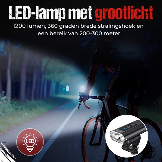 Securely Fietslamp 1200 Lumen met Powerbank - 5800mAh - USB-C Oplaadbaar - IP65 Waterbestendig - LED Batterijdisplay - 360° Houder - Voor Fiets, E-bike en Fatbike — afbeelding 5