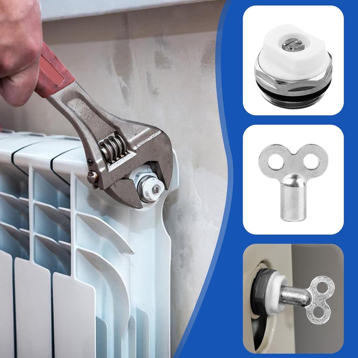 Radiator Ontluchters - Verwarmingsventielen - Centrale Verwarming - Koper-nikkel Coating - 10 Stuks - Zilver