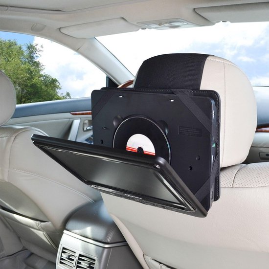 Hoofdsteunhouder DVD-speler - Monitor houder - Comfortabel kijken - Verstelbaar klittenband - 7 inch schermen - Zwart — afbeelding 2
