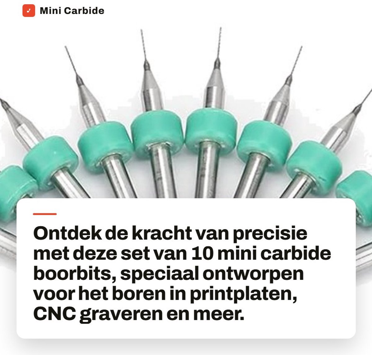 Dailygoods- Carbide Boortjes 10pcs - Hoge Hardheid - Voor CNC/Graveren - Inclusief Opbergdoos - Menselijke Positioneringsring - Geschikt voor Kunststof/Koper/RVS - Boor