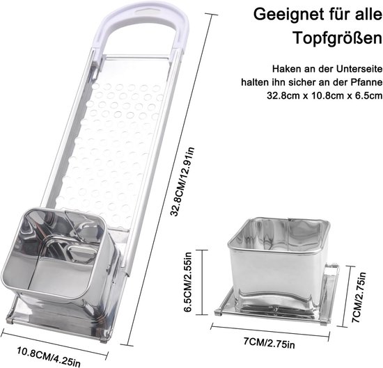 Spätzle Schaaf - Deegmaker Pasta - Zelf Pasta Maken - Met Deegslede - Pan tot 30cm - Zilver — afbeelding 5